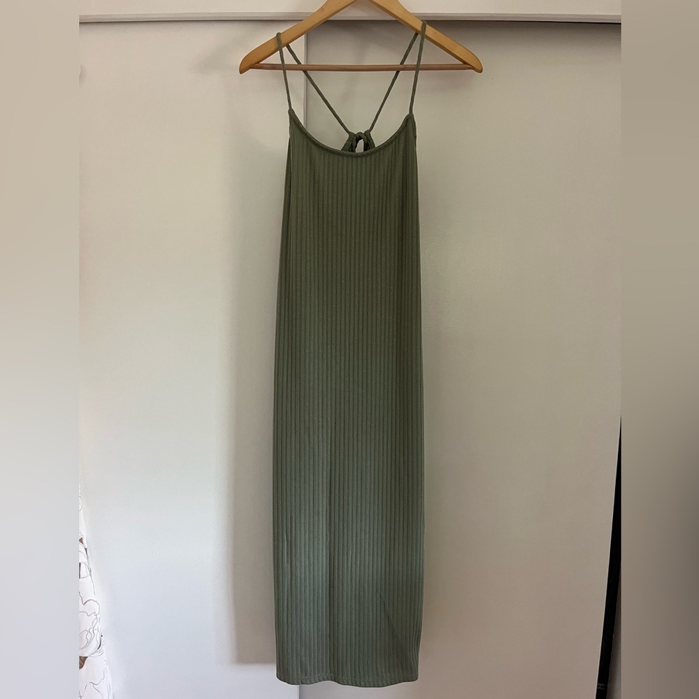 If She Loves Sage Green Strappy Midi Dress